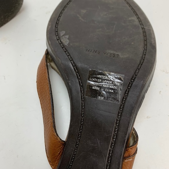 Nine West TEWELS Brown Heels Sandals Leather sz 11 - Picture 14 of 16